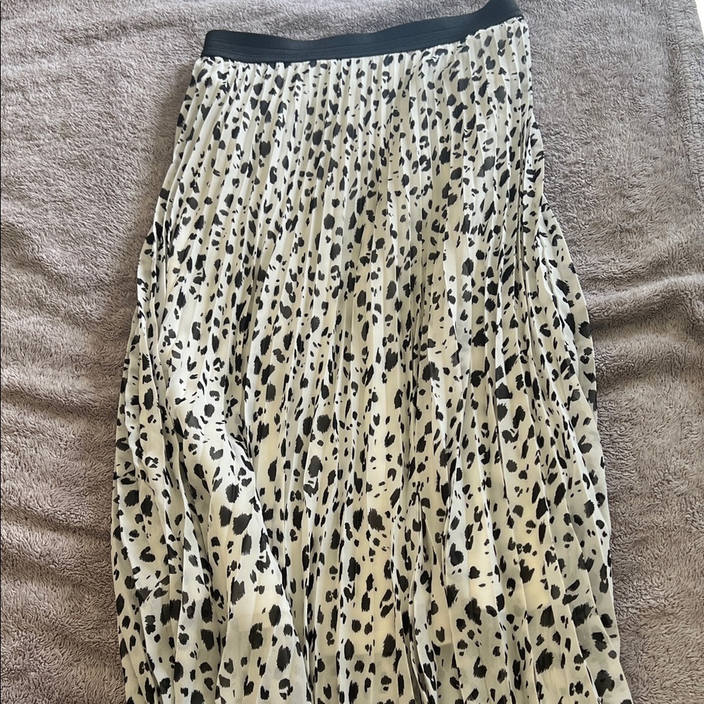 WD.NY Black and White Pleated Midi Skirt